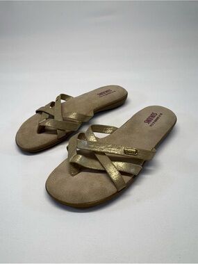 NWOB Vintage GH Bass Sunjuns ‘Sharon’ Metallic Gold Strappy Sandals Size 8